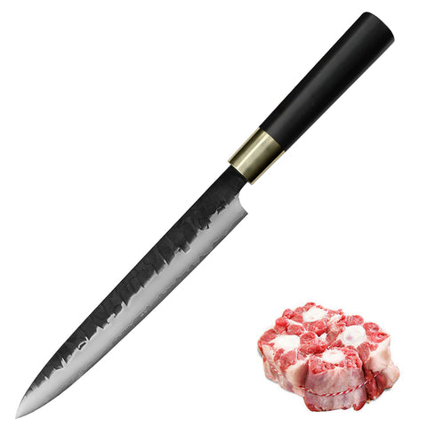 Kajiya Asakusa Brass Bolster Ebony wood 9 inch Slicing  stainless steel meat carving japanese kitchen Sujihiki Knives