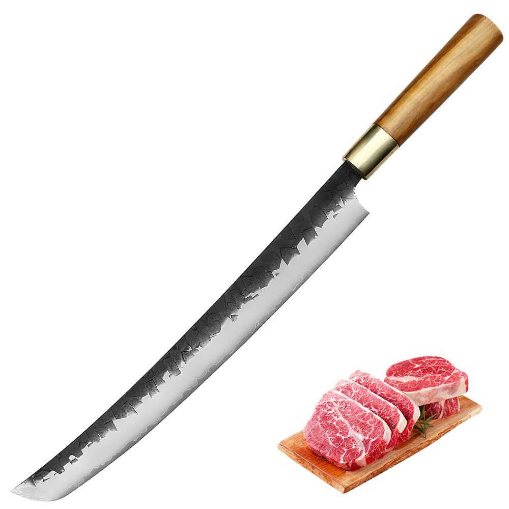 Kajiya Asakusa 13 Inch Japanese 67 layers VG10 Damascus Steel Kitchen Takohiki /Sakimaru Knife with Olive wood