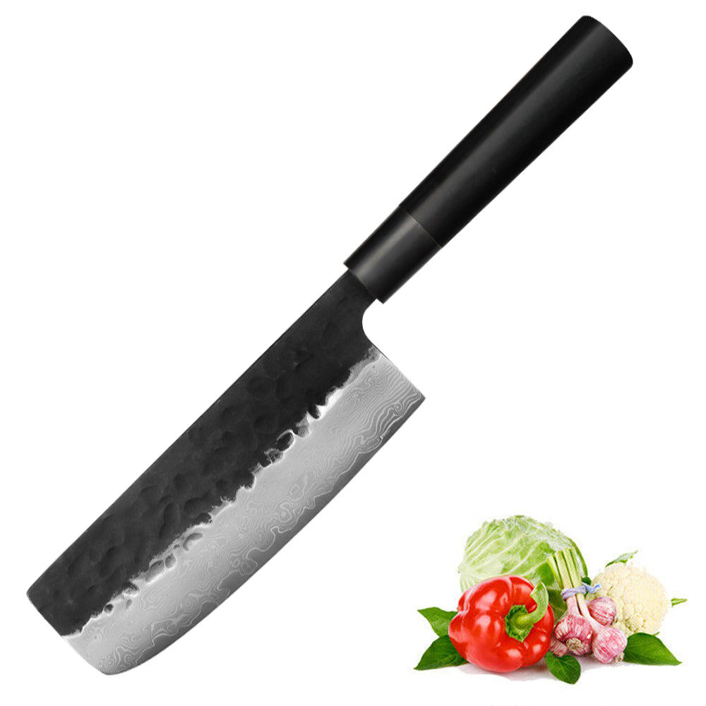 Kajiya Keikoku-Ebony wood  Nakiri  Vegetable Knife  7 Inch High Carbon 67 Layers VG 10 Damascus Usuba Kitchen Knives