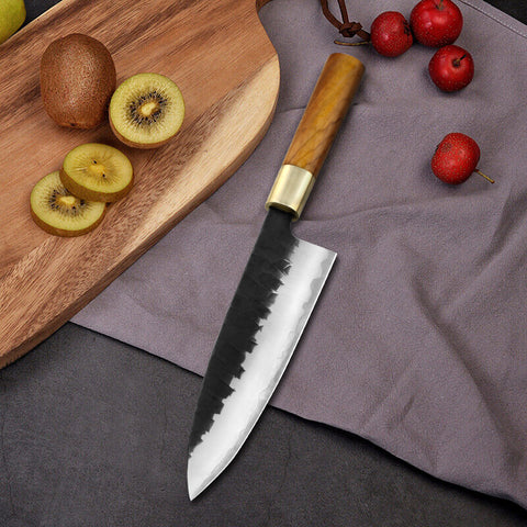 Kajiya Asakusa-Olive wood 7inch Stainless carbon steel  Japanese  Professional Kitchen Deba Knives