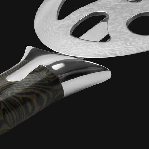 Meteorite Kodiak Pizza Cutter: Premium 4" Damascus Steel Blade with Ergonomic 5" G10 Handle, HRC 60±1 for Precision and Durability